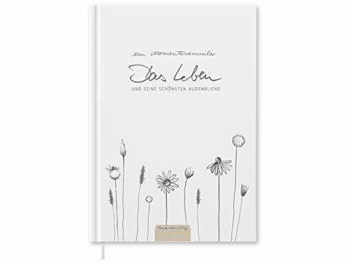 Momentesammler Eintragbuch - Das Leben und seine schönsten Augenblicke - A5 Notizbuch für Erinnerungen, Erlebnisse & Anekdoten, Weiß Beige mit Blumen, Hardcover, klimaneutral, Tagebuch, Lebensbuch