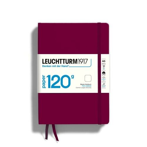 LEUCHTTURM1917 364425 Notizbuch 120g/m² Paper Edition, Hardcover, Medium (A5), Port Red, blanko